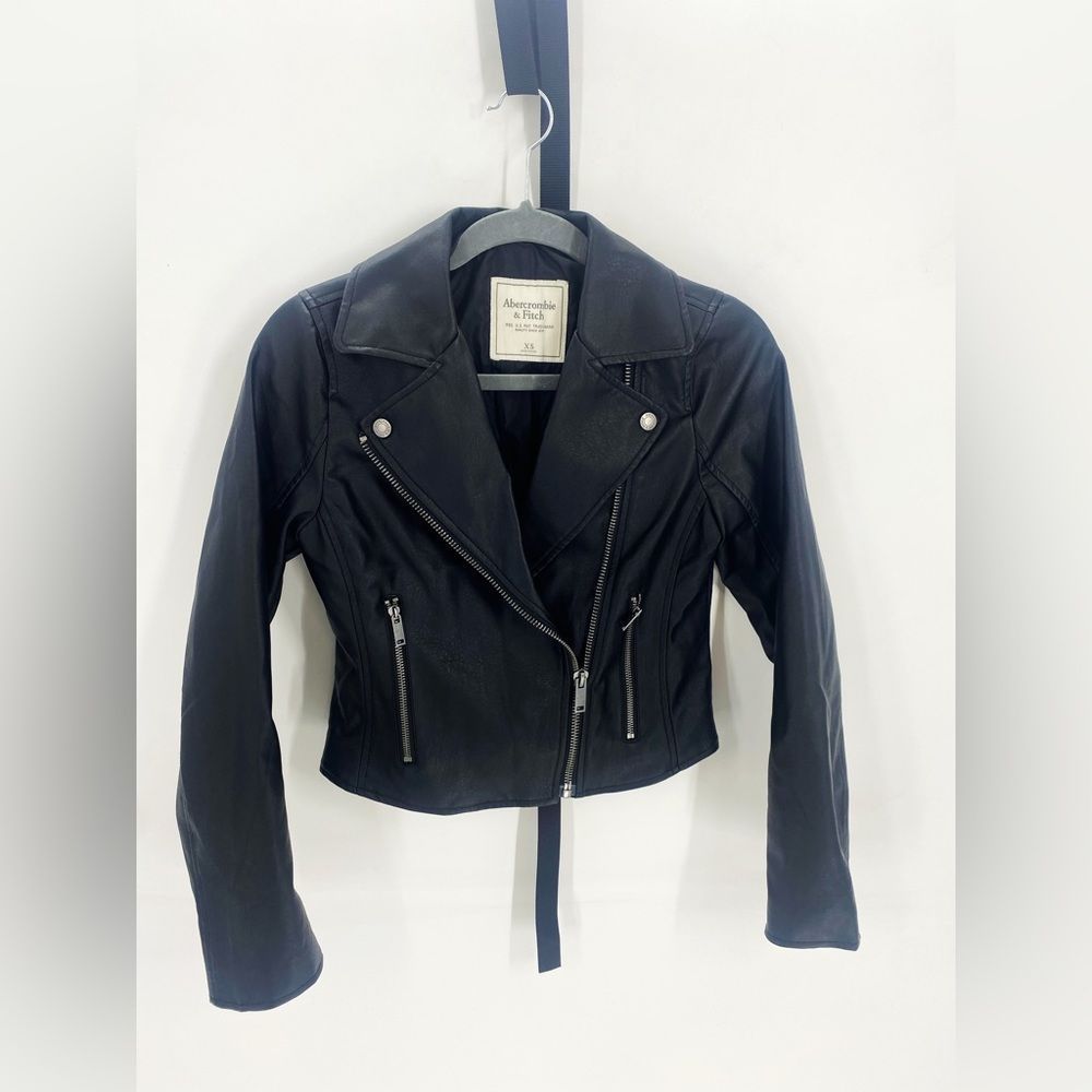 Abercrombie & Fitch Vegan Leather Moto Jacket XS - Picture 7 of 11